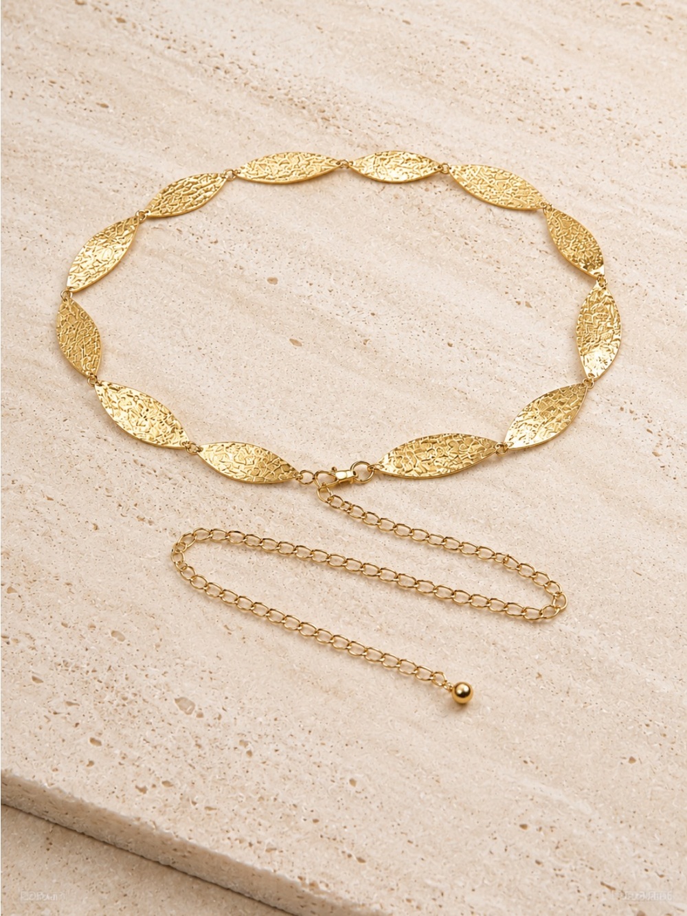 49 inch Textured Gold Leaf Chain Belt